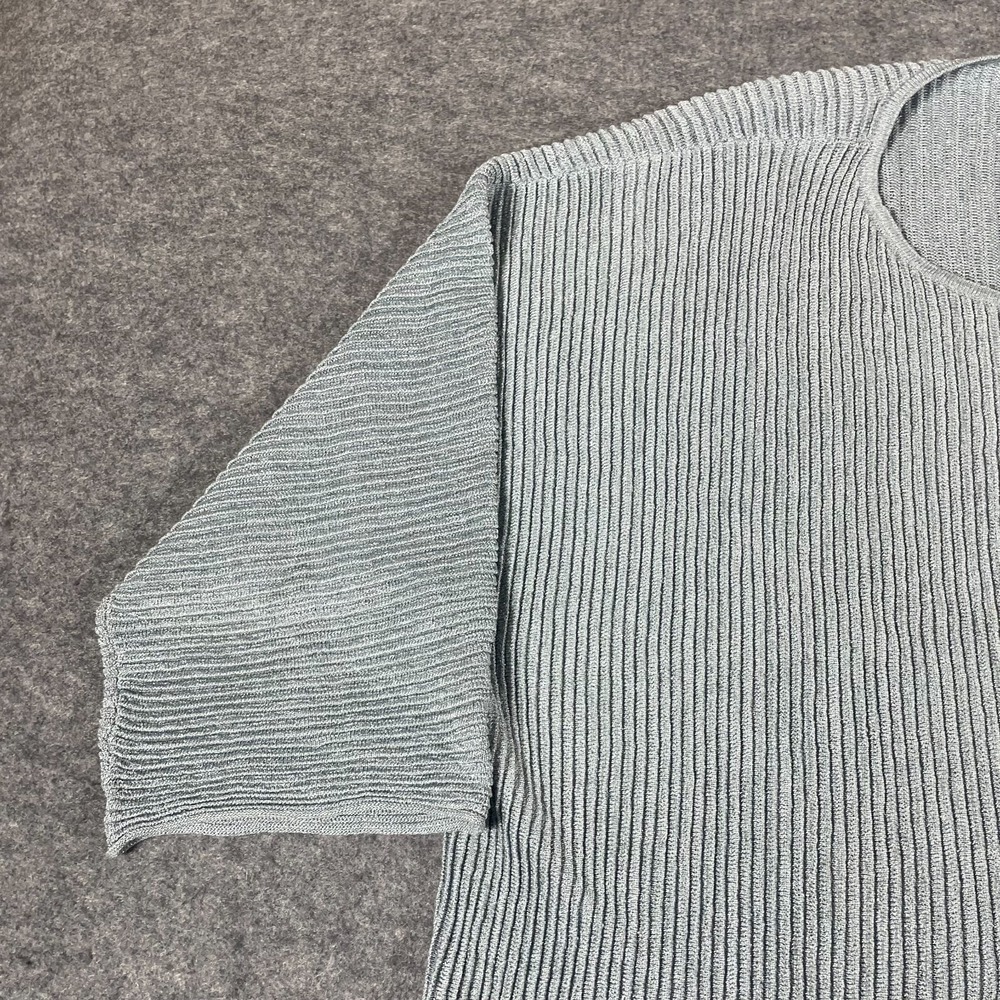 Eileen Fisher Metallic Silver Gray Ribbed Sweater is - Picture 5 of 11